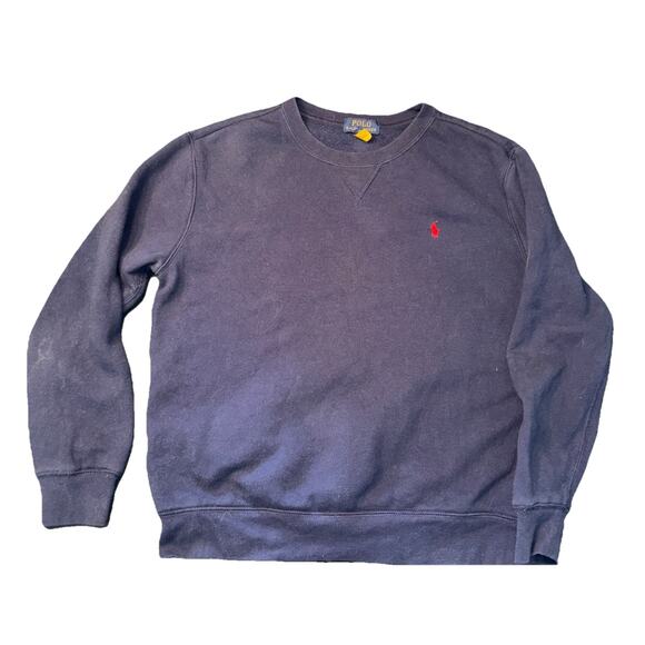 Polo Ralph Lauren Pullover Sweatshirt Youth Boys Large 14-16 Dark Blue Pony - Picture 1 of 7